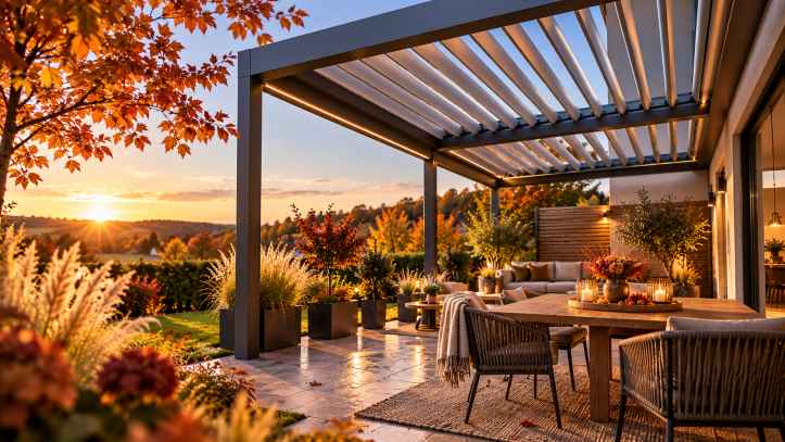 Terrassenüberdachung im Herbst